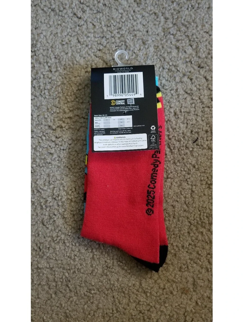 Bioworld South Park Eric Cartman Crew Socks - Blue, Red, Black